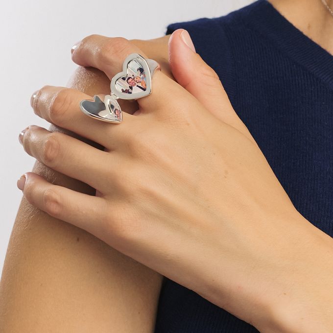 Always in My Heart Photo Monogram Ring in Silver Always in My Heart Photo Monogram Ring in Silver