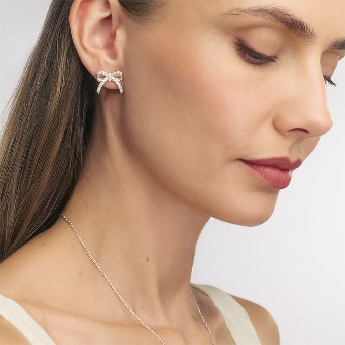 Shine Bright Bow Earrings in Sterling Silver Shine Bright Bow Earrings in Sterling Silver
