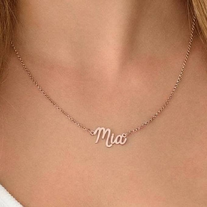 Tiny Cursive Name Necklace in 18K Rose Gold Plating Tiny Cursive Name Necklace in 18K Rose Gold Platingq