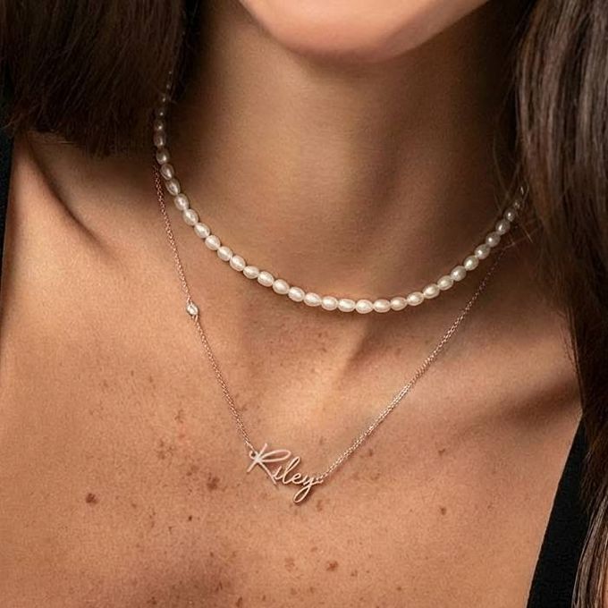 Riley Paris Name Necklace with Diamond in 18K Rose Gold Vermeil