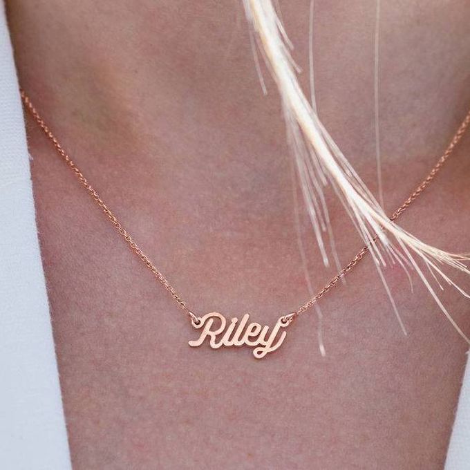 Twirl Script Name Necklace in 18K Rose Gold Plating