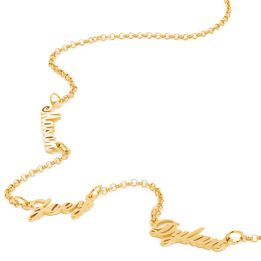 a gold necklace with a name on it