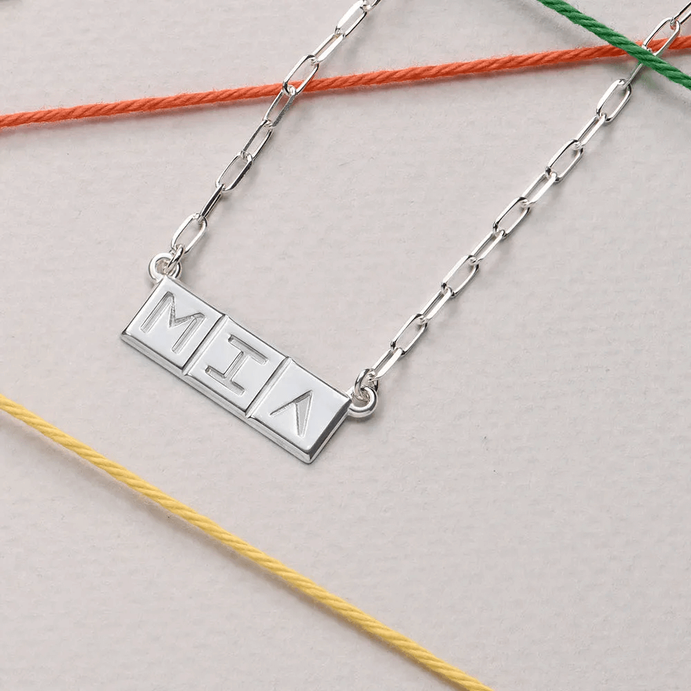 Domino ™ Horizontal Tile Necklace in Sterling Silver-MYKA
