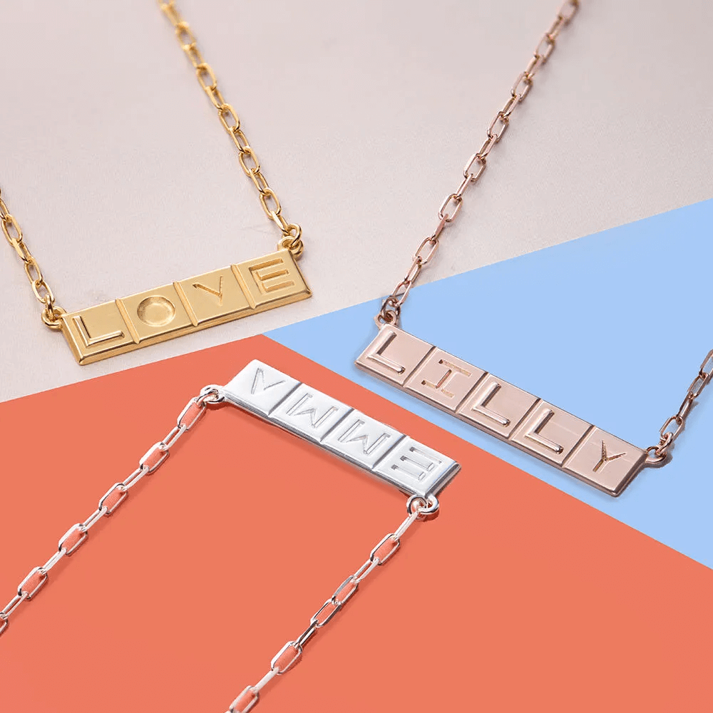 Domino ™ Horizontal Tile Necklace in Sterling Silver-MYKA