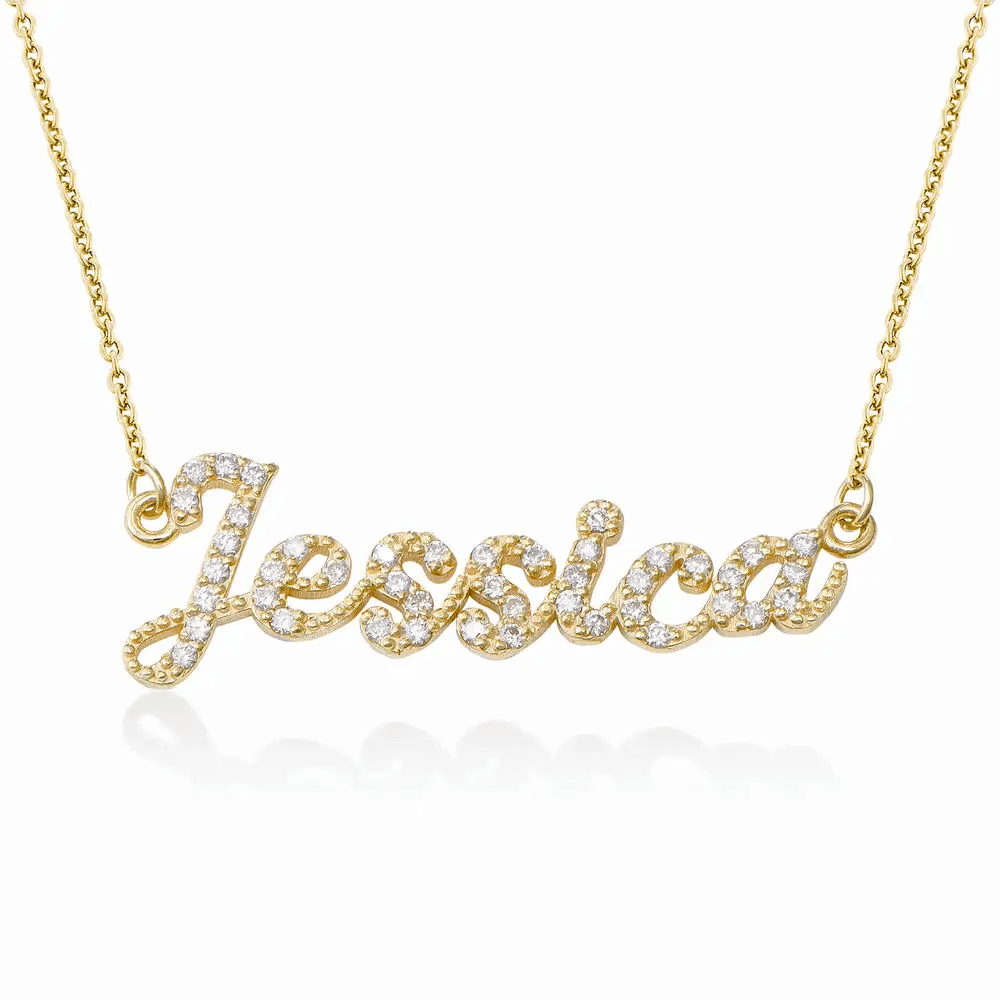 Pave Diamond Name Necklace in 14k Solid Gold-MYKA
