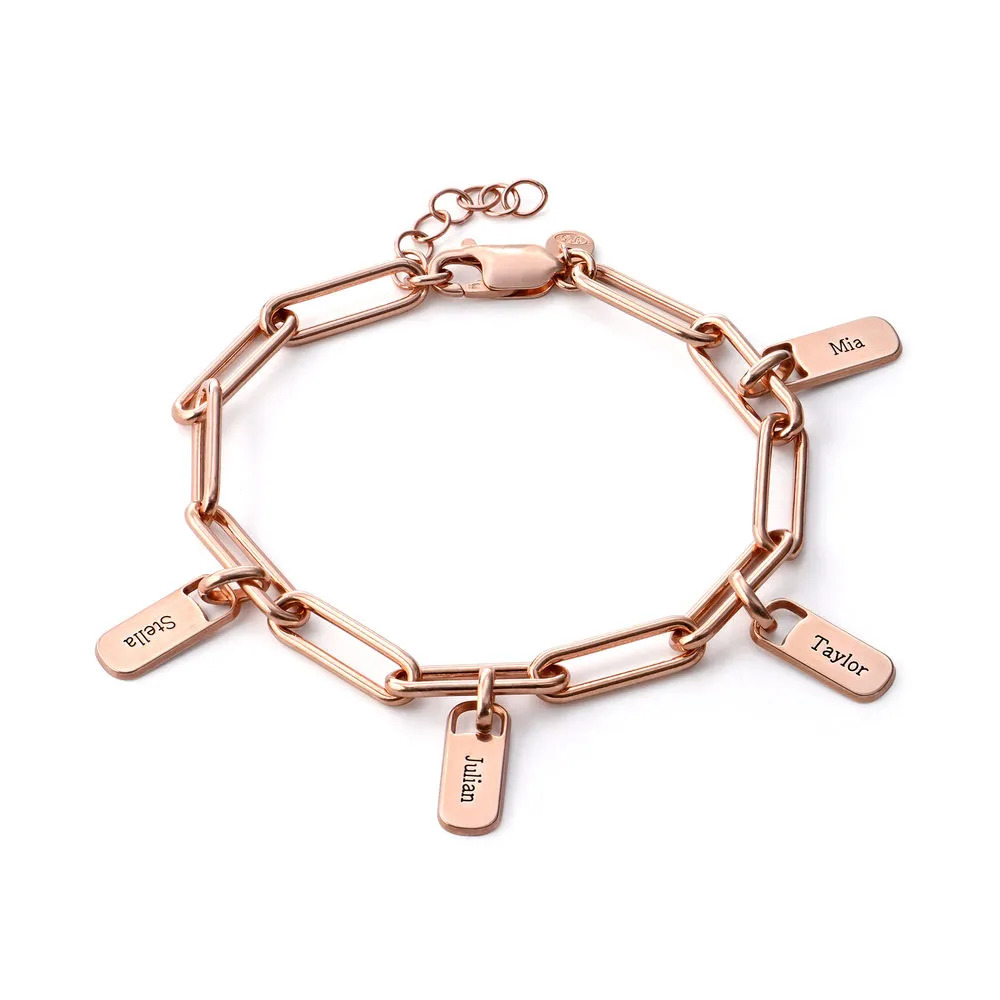 Stock image of Rory Chain Link Bracelet with Custom Charms in 18K Rose Gold Plating – MYKA