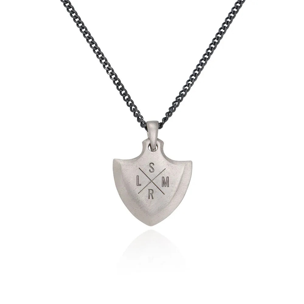 Stock image of The Shield Men Necklace in Matte Sterling Silver – MYKA