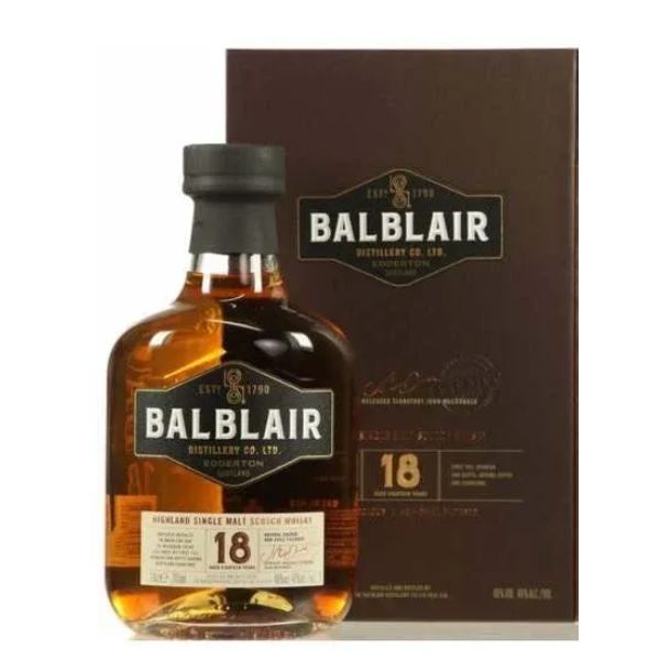 a bottle of balblair 18 year old