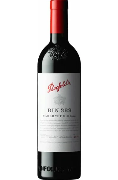 a bottle of Penfolds Bin 389 Cabernet-Shiraz wine