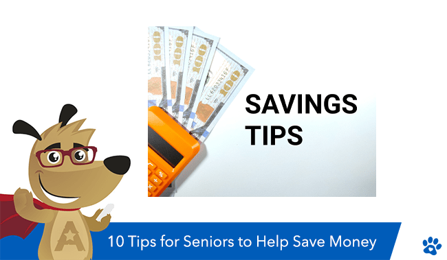 ARLO holding picture of a pile of money with the words savings tips