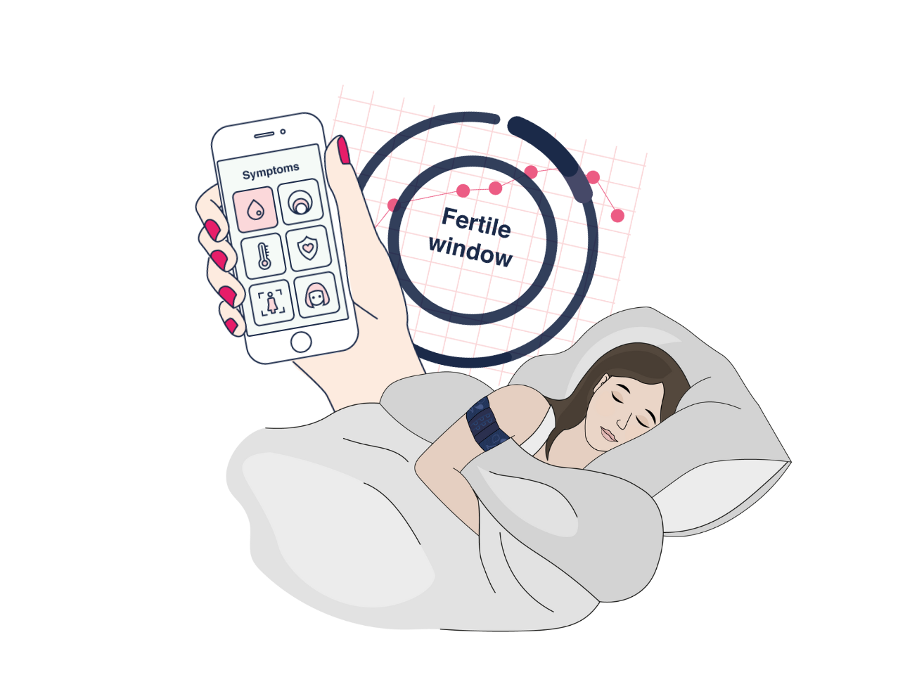 a woman laying in bed with a cell phone in her hand