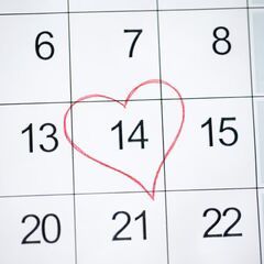 a calendar with a heart drawn on it