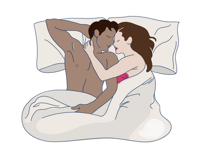 a man and a woman laying in bed together