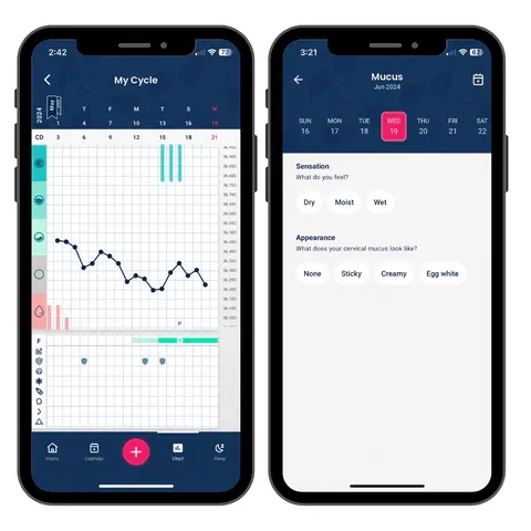 two iphones showing charting