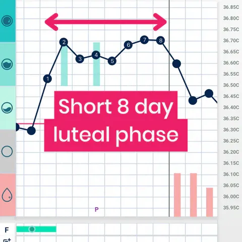 a graph with the words short 8 day luteal phase