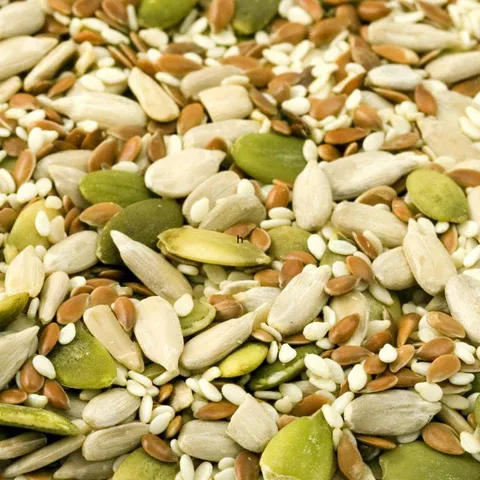 a mixture of nuts, seeds, and pistachios