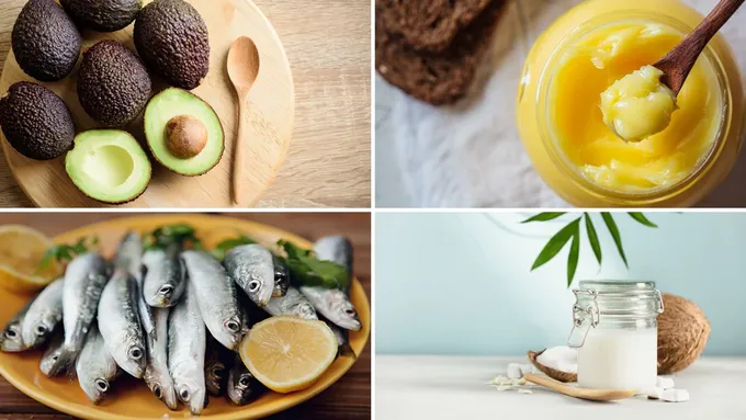 a collage of different foods including avocado, lemon, and other foods