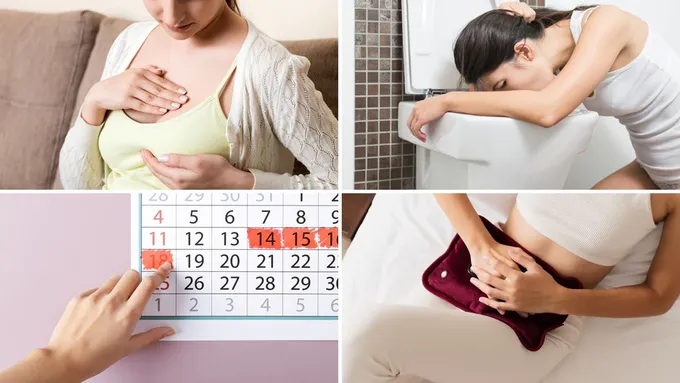 a collage of photos for pregnancy signs 