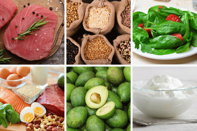 tempdrop/Good_foods_for_PCOS_1- Holistic gut health foods and fresh botanicals representing gut microbiome support for progesterone balance.