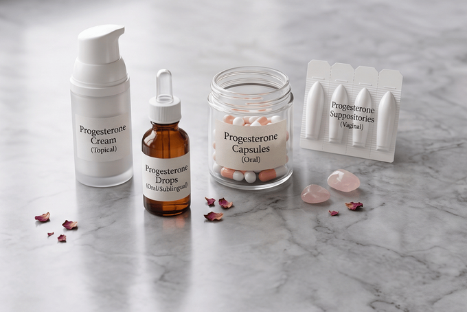 Progesterone supplementation for luteal phase support Various forms of progesterone supplementation including oral tablets, creams, and drops are available for luteal phase support