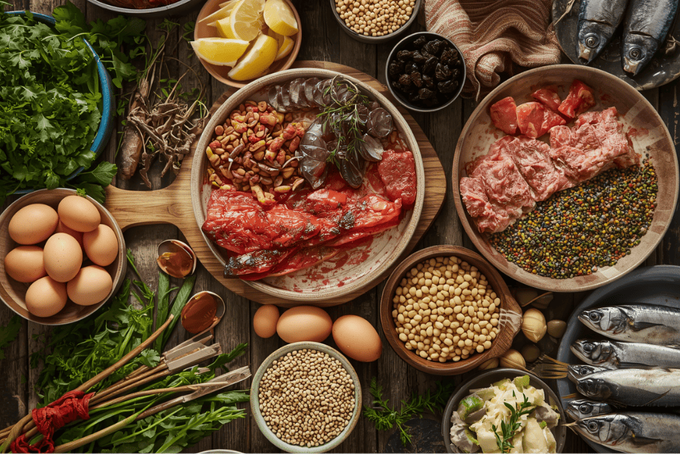 Postpartum foods a table topped with bowls filled with different types of food