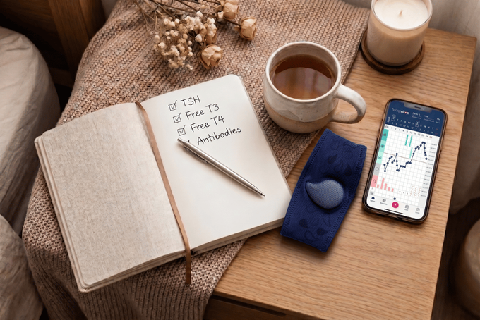 Tempdrop sensor, tempdrop chart and journal with details about TSH testing