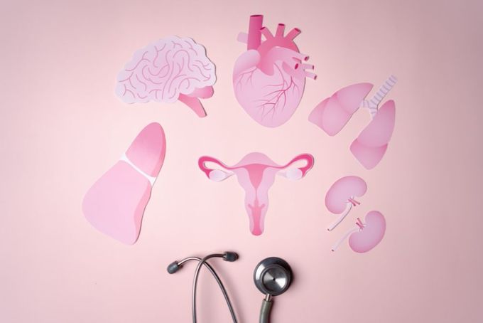 a stethoscope and a stethoscope on a pink background