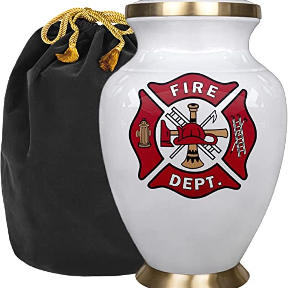 Fire Fighter Adult Cremation Urn (With a Velvet Bag)