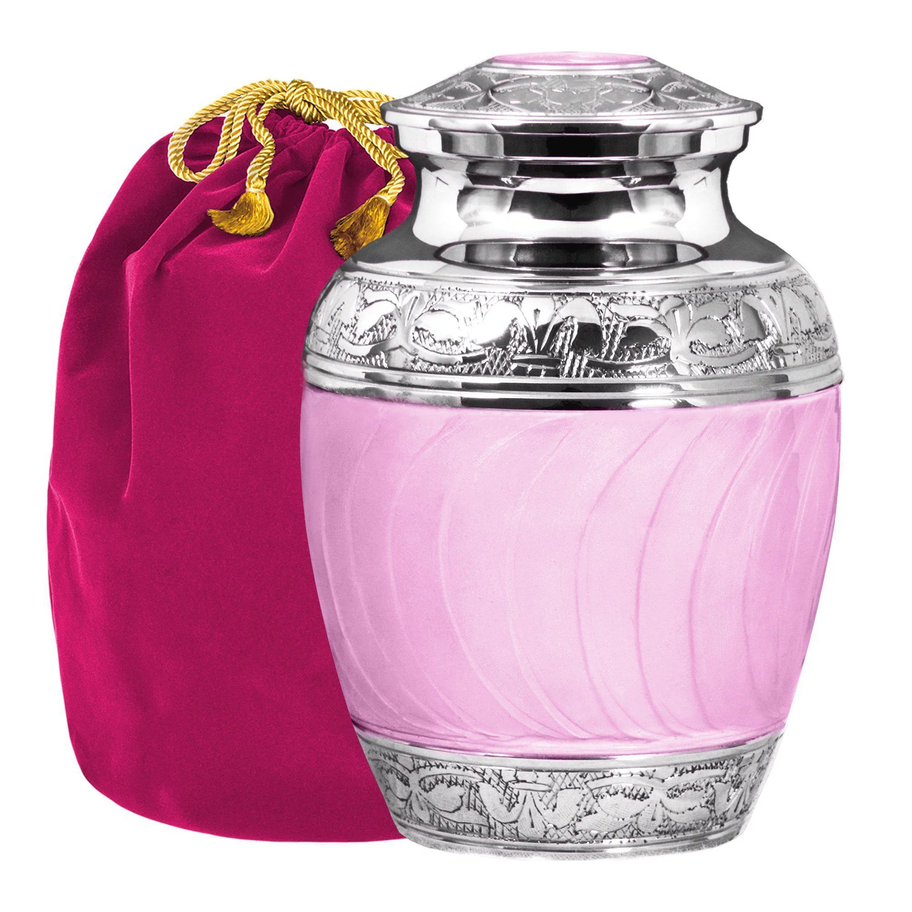 Light Pink Child's Cremation Urn For Human Ashes Light Pink Child's Cremation Urn For Human Ashes With Velvet Bag
