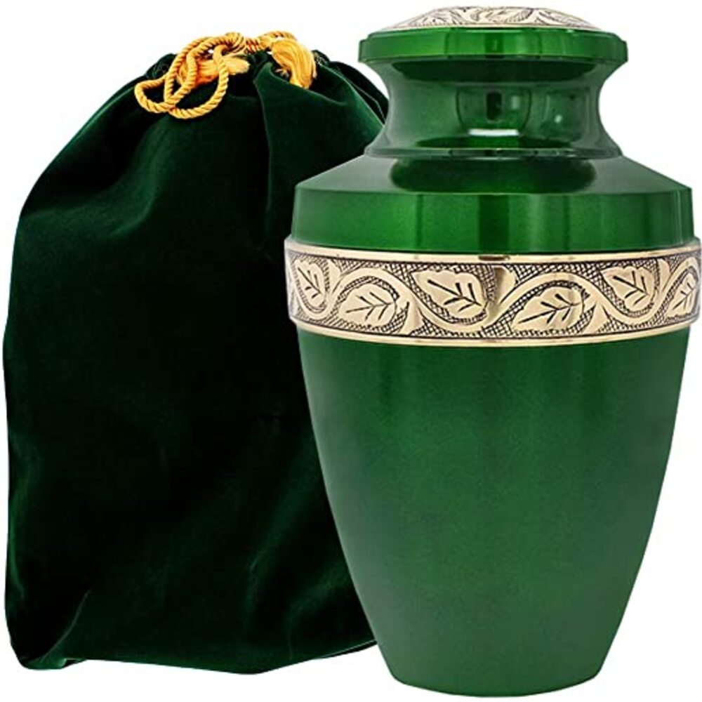 Majestic Green Extra Large Cremation Urn (With a Velvet Bag)