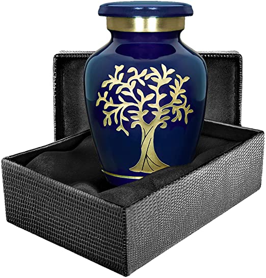 Tree of Life Blue Small Keepsake Urn (With a Case)