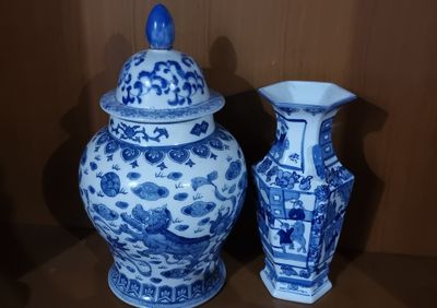 Blue ancient urn decoration
