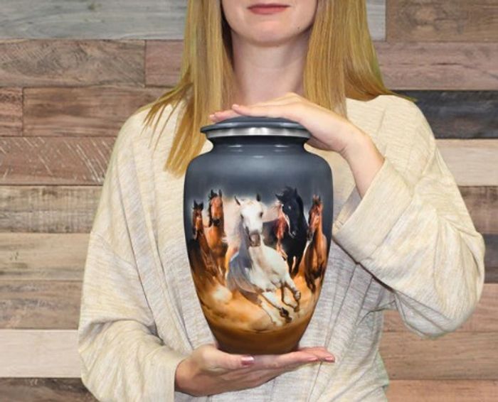 Forever Free Horses Running Adult Large Cremation Urn For Human Ashes