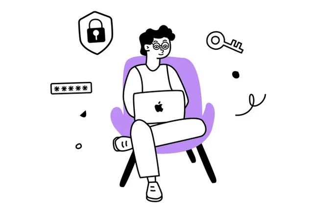 A person sitting in a chair with a laptop.