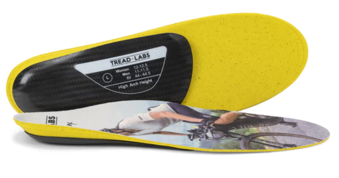 Picture of Tread Labs Lael Wilcox Insoles red and black colour with a picture of Lael Wilcox on the insole