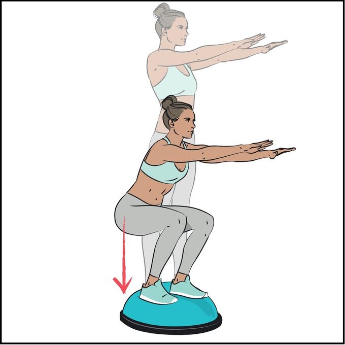 Woman demonstrating how to perform half squat exercises