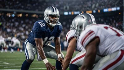 a football player holding the ball during a game